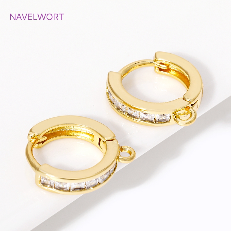 Jewelry Making Items - 18K Gold Plated Inlaid Zircon Round