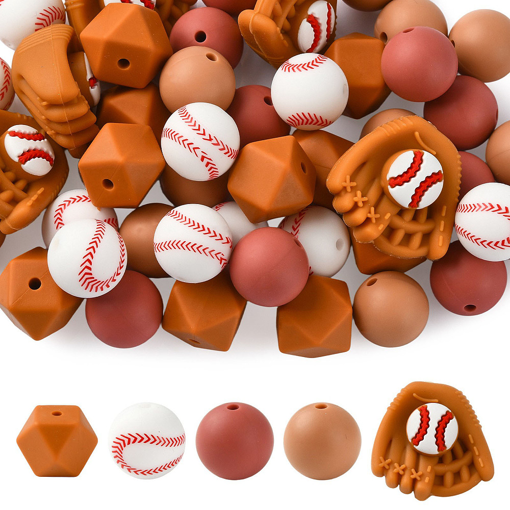 Jewelry Making Gloves - 45pcs Baseball Silicone Beads Mix Baseball