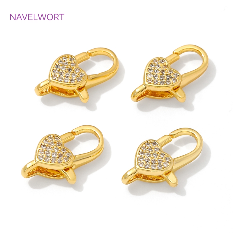 Jewelry Making Items - 18K Gold Plated Inlaid Zircon Heart