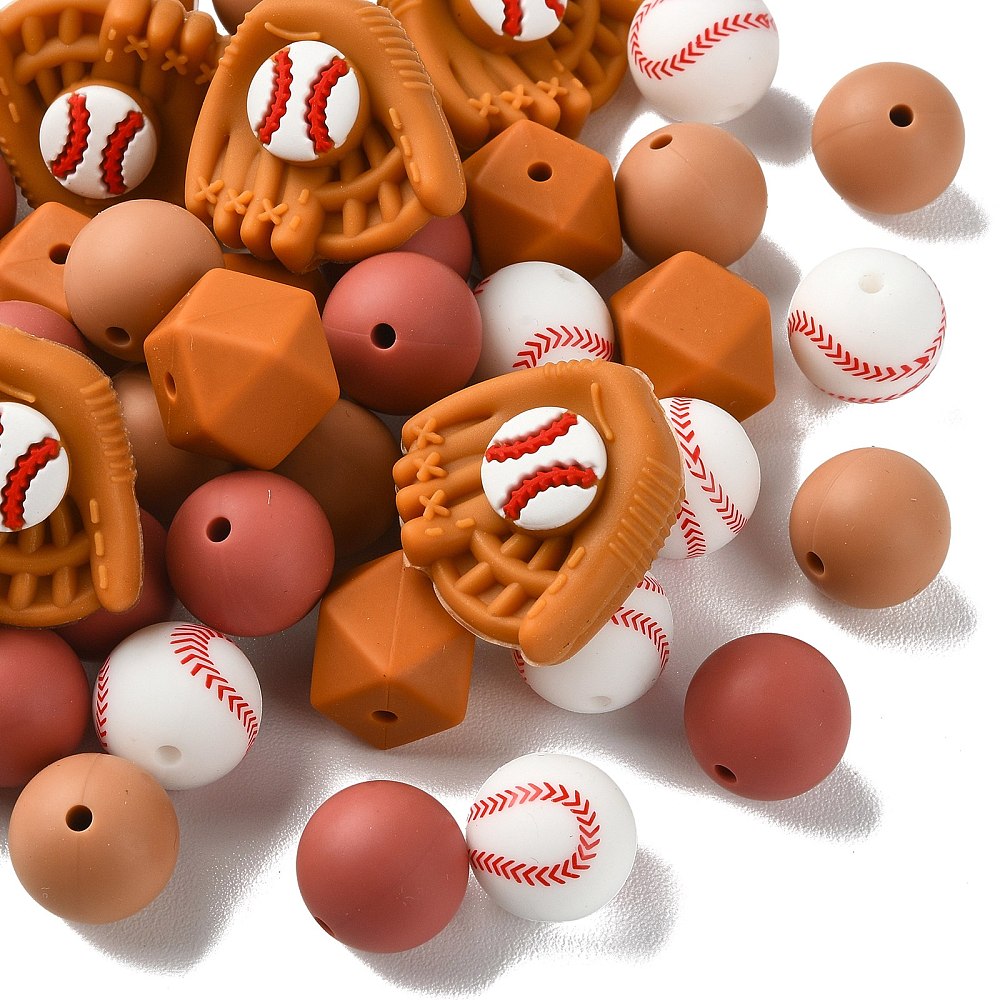 45pcs Baseball Silicone Beads  - Jewelry Making Gloves 评论和价格