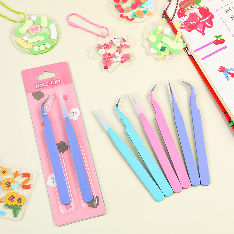 6pcs Tweezers Set - Angle and  - Jewelry Making Hand Tools 评论和价格